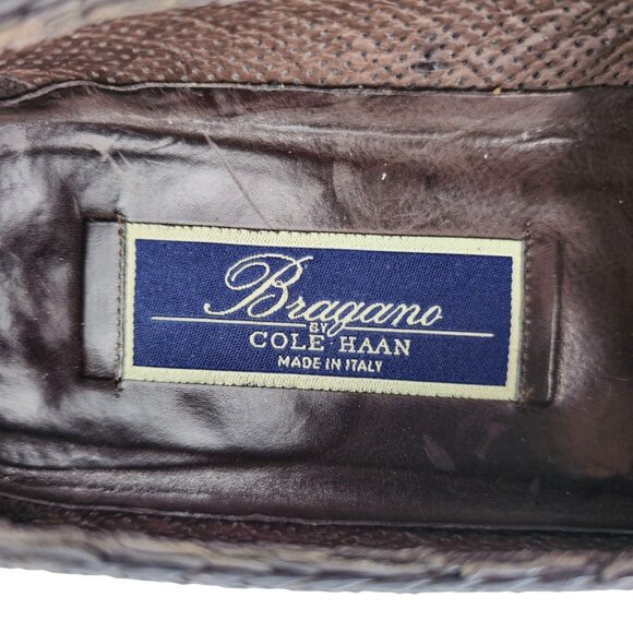 Vintage Bragano Cole Haan Italy Black Woven Leather Tassel Loafer Dress Shoes 8M - Picture 7 of 11